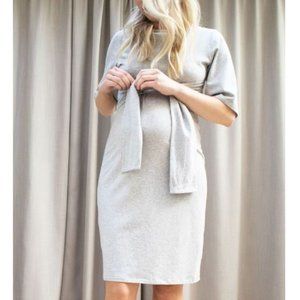 Boob Design Haley Organic Nursing & Maternity Dress in Grey Melange sz XS
